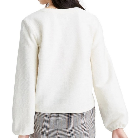 MADEWELL Texture & Thread White Button Down Balloon Cardigan Sweater - Picture 2 of 6